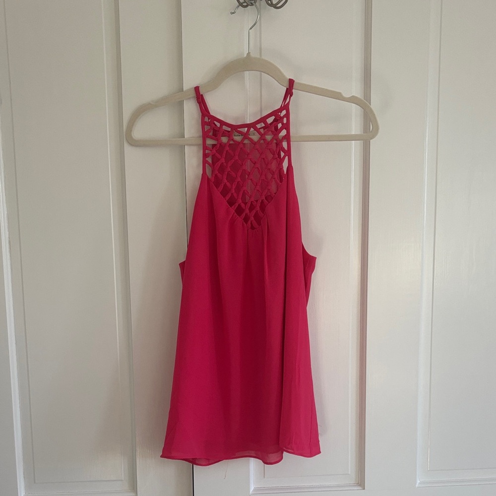 Vibrant Pink Women's Camisole with Lattice Detail